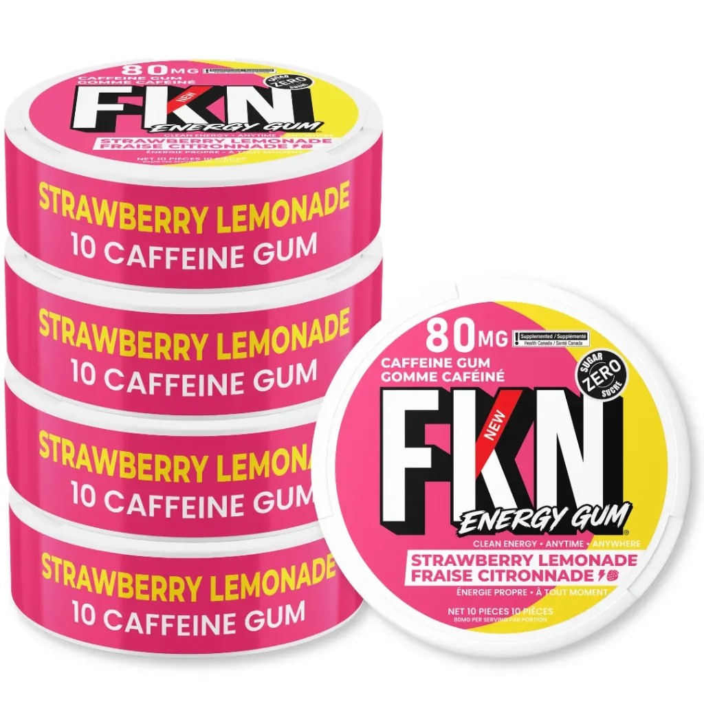 FKN Caffeine Gum (Strawberry Lemonade) 80MG (Sleeve of 20)