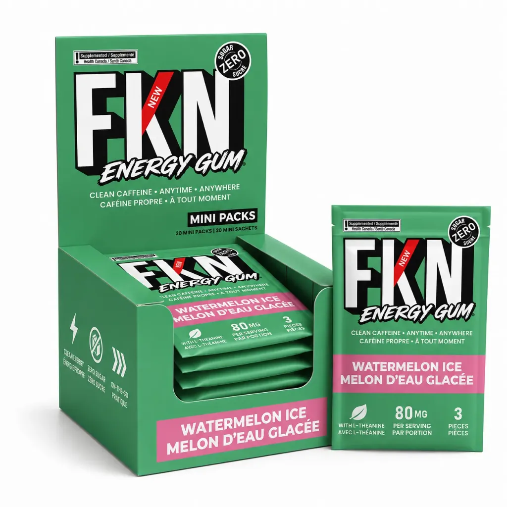 FKN Energy Gum-Pocket 3 Pack (Watermelon Ice) 80MG (Case of 20)