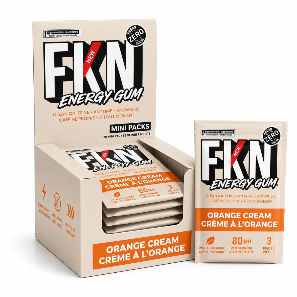 FKN Energy Gum-Pocket 3 Pack (Orange Cream) 80MG (Case of 20)