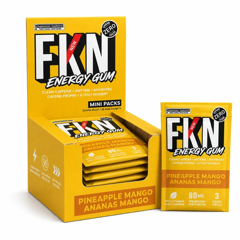 FKN Energy Gum-Pocket 3 Pack (Pineapple Mango) 80MG (Case of 20)