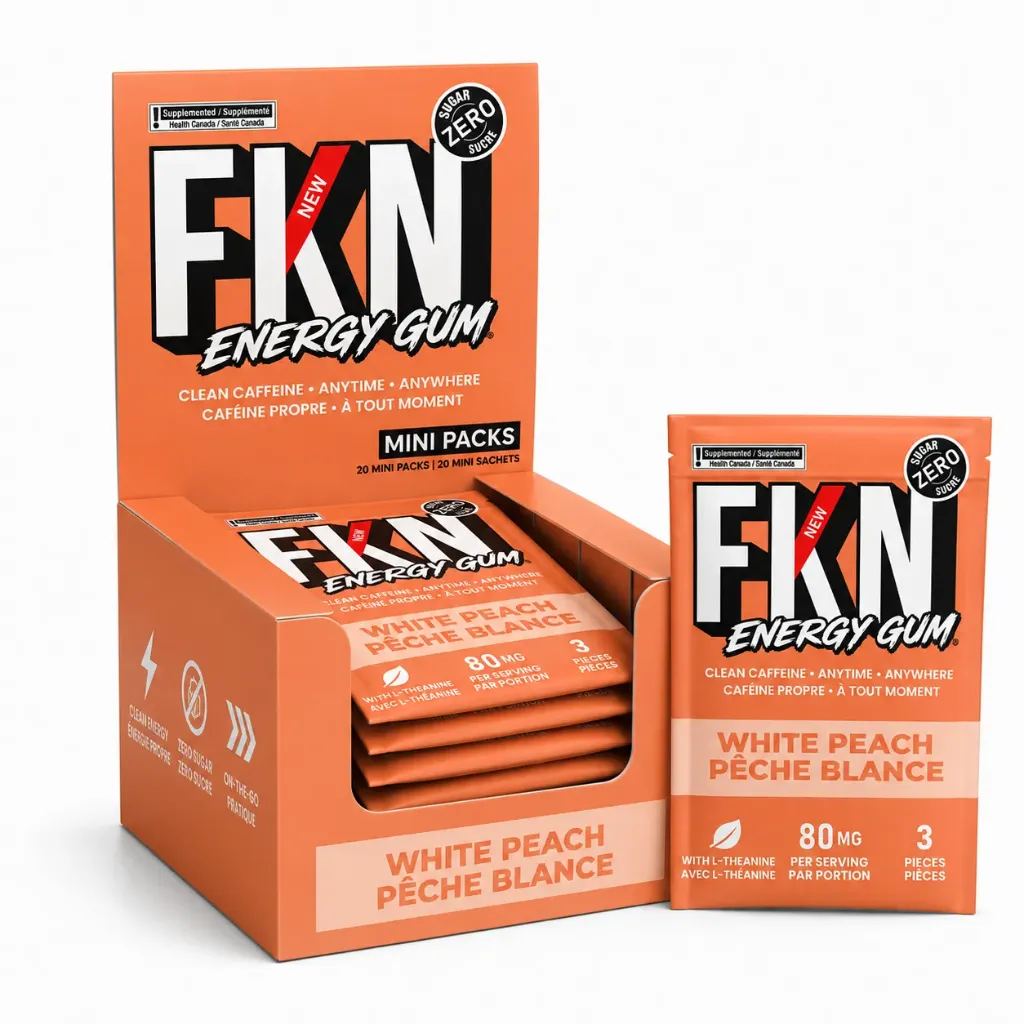 FKN Energy Gum-Pocket 3 Pack (White Peach) 80MG (Case of 20)
